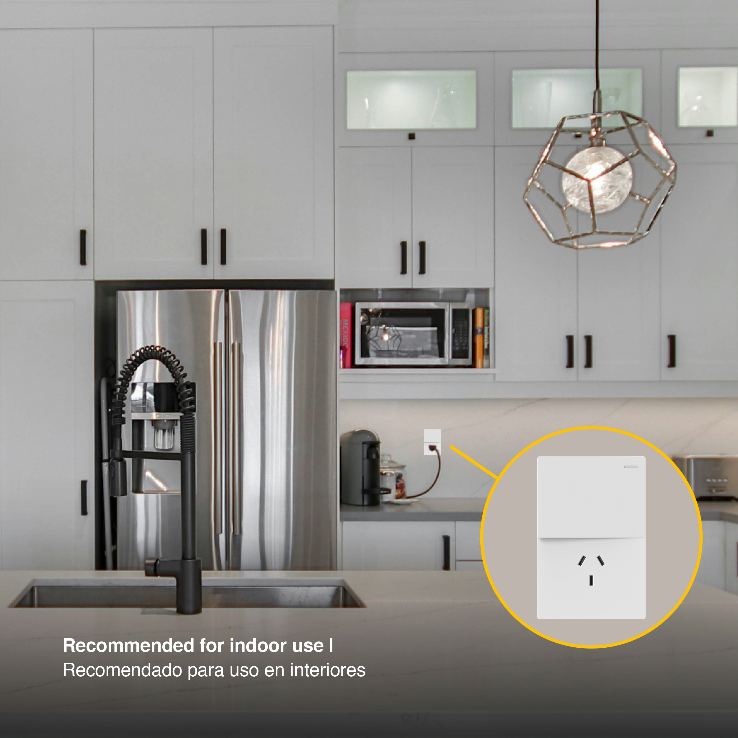 Tecla y Tomacorriente de 1 Canal, 10A Máx. AC 250V, Blanco