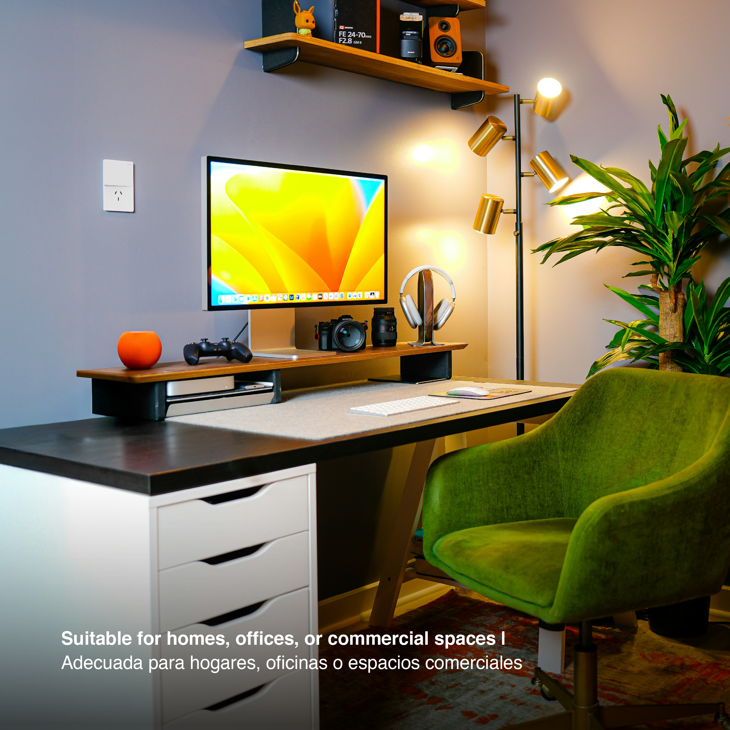 Tecla y Tomacorriente de 1 Canal, 10A Máx. AC 250V, Blanco