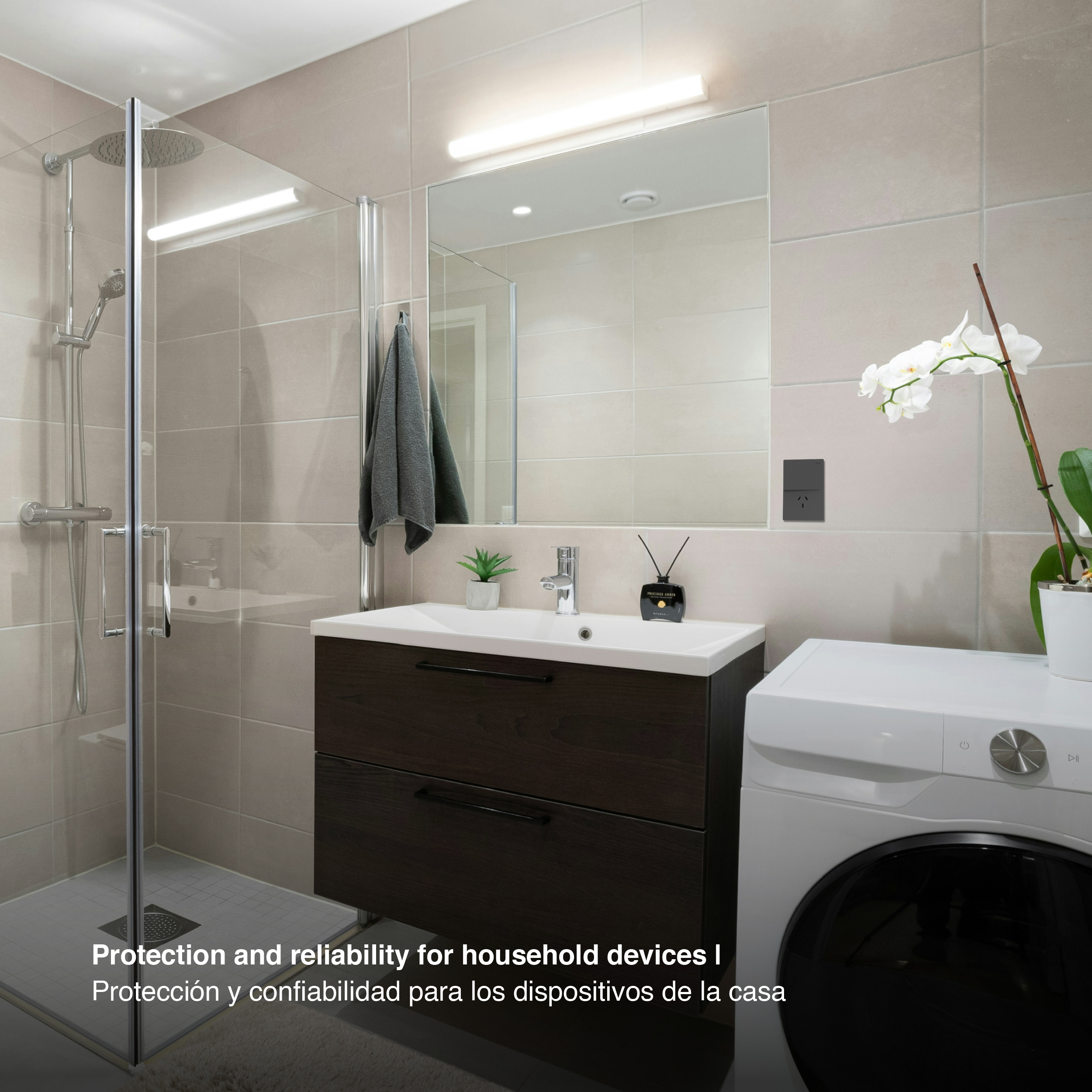 Tecla y Tomacorriente de 1 Canal, 10A Máx. AC 250V, Gris