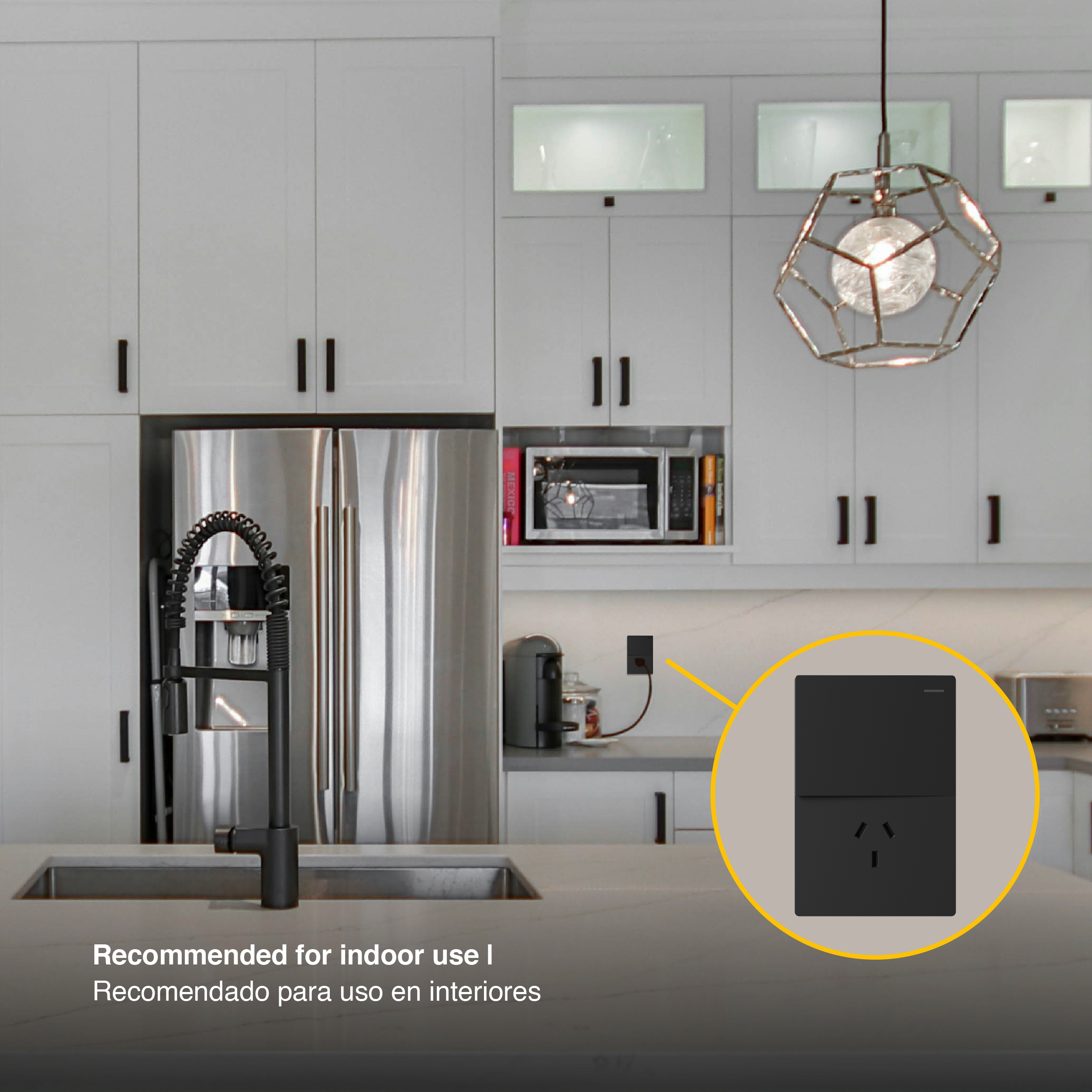 Tecla y Tomacorriente de 1 Canal, 10A Máx. AC 250V, Negro