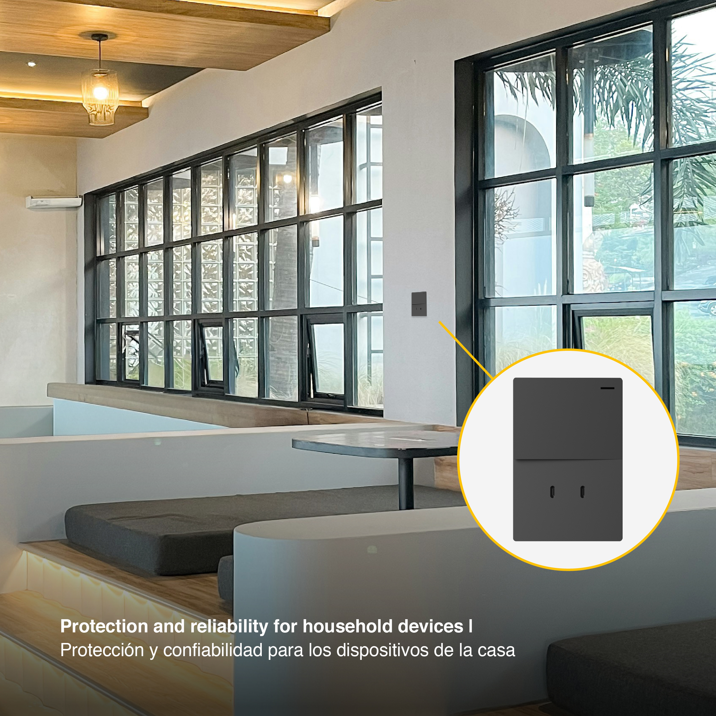 Tecla y 2 USB-C de 30W, 1 Canal 2 Vías 10A Máx. AC 250V, Gris