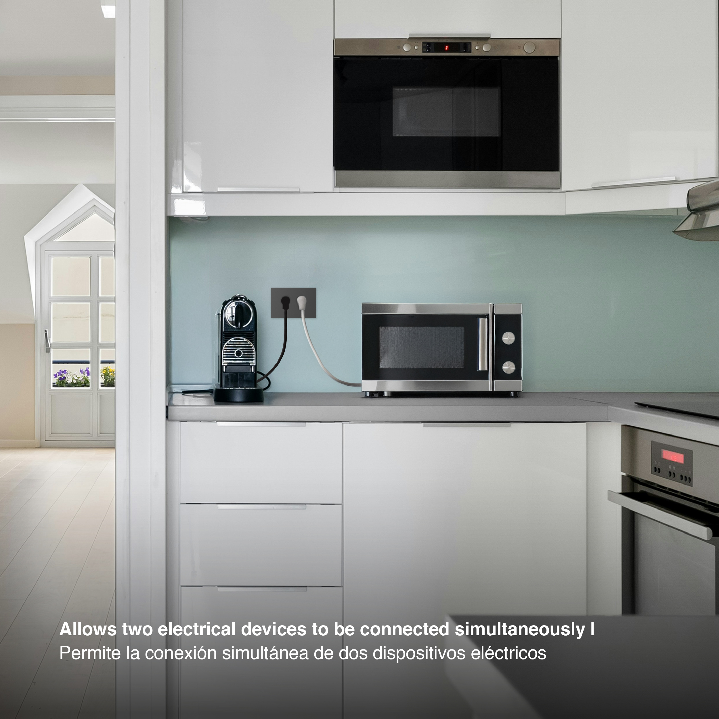 Tomacorriente Doble 10A Máx. AC 250V, Gris