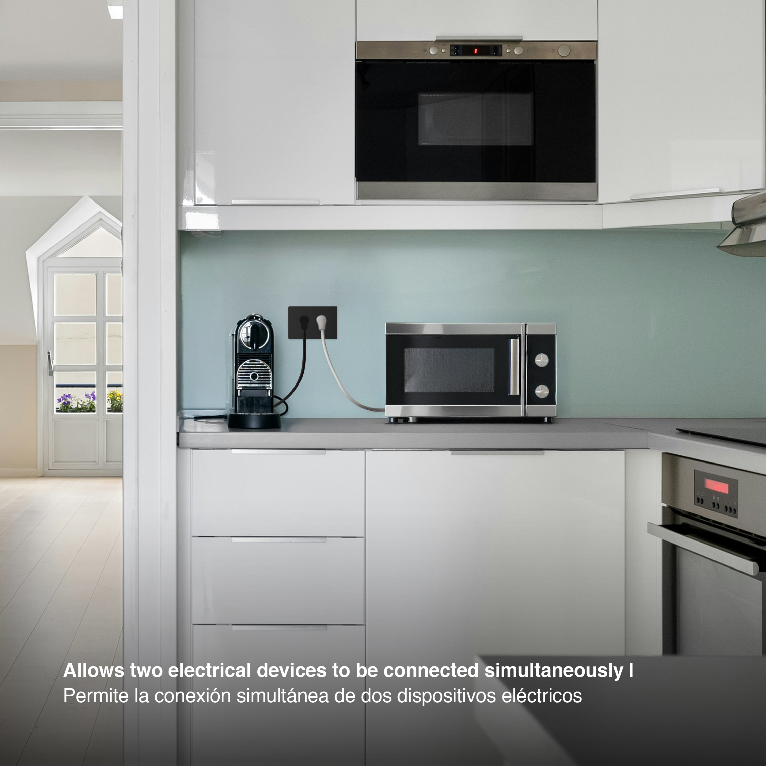 Tomacorriente Doble 10A Máx. AC 250V, Negro