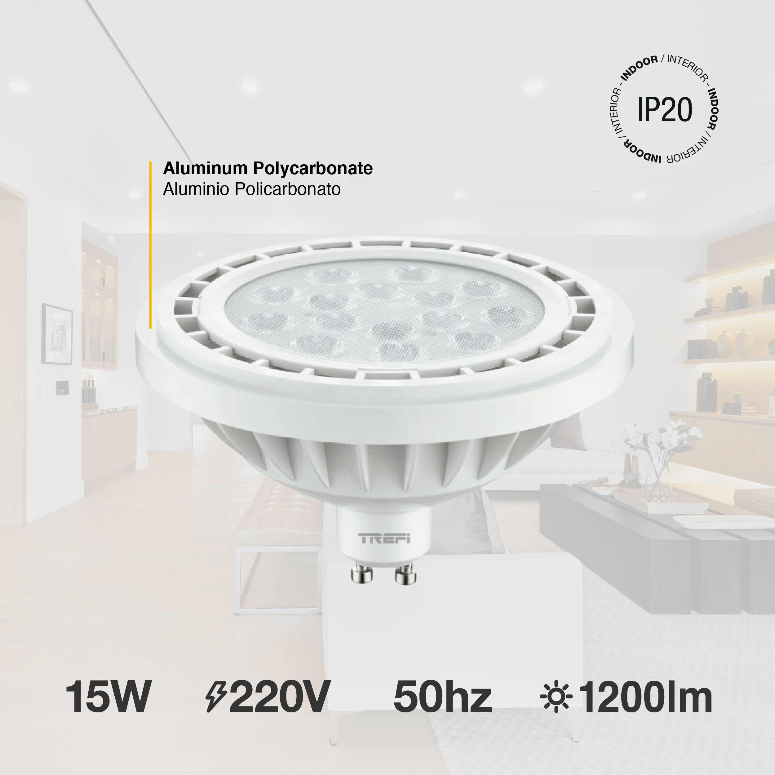 AR111 Neutra 15w 4000K 1000lm 30° 111x57mm