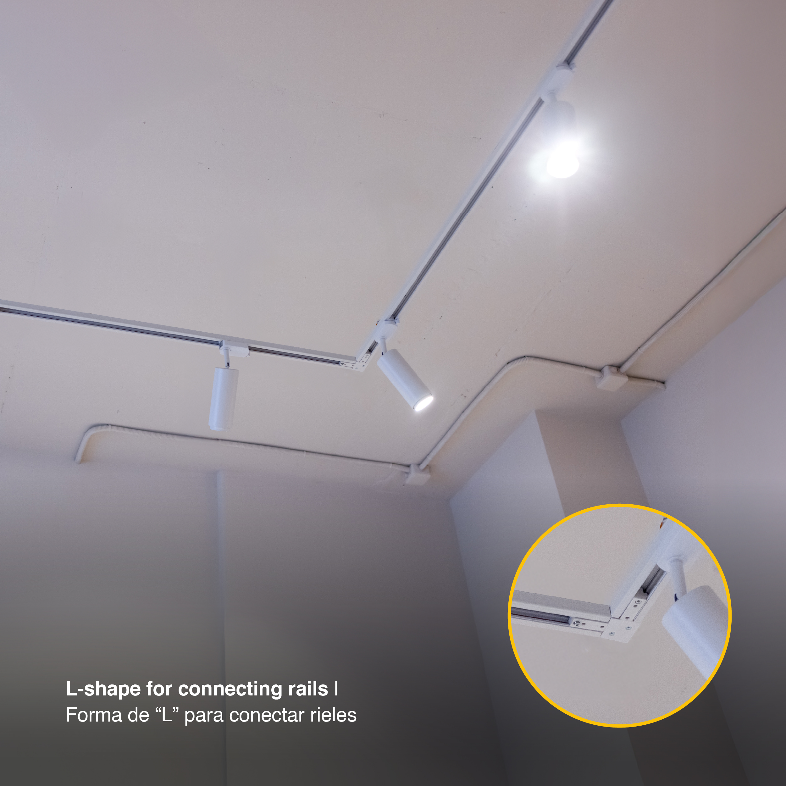 Unión Rígida 90º para Riel LED Track Light Color Blanco