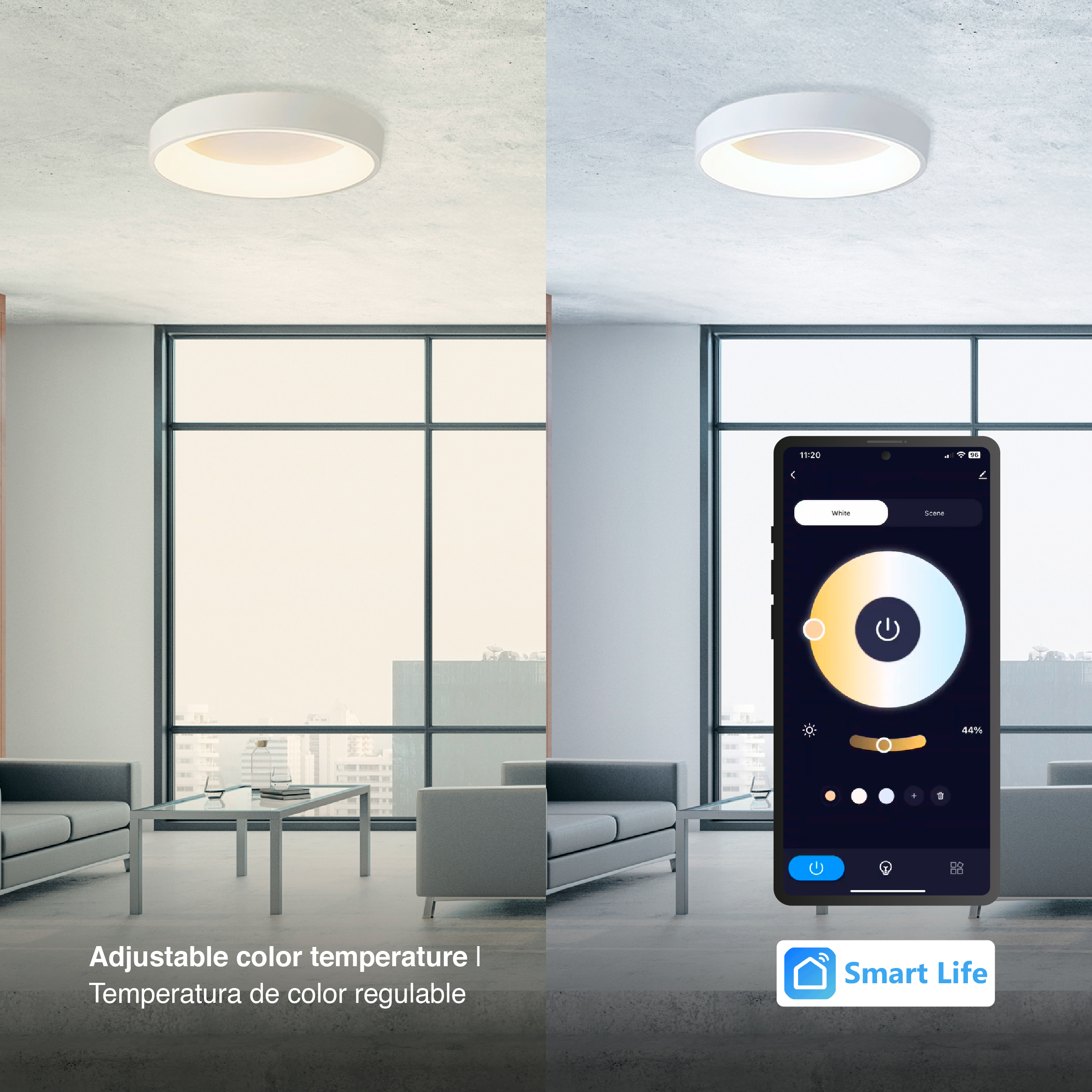 Panel LED Smart Redondo Blanco Ø60x9cm 60W 270mA CCT, de Aplicar