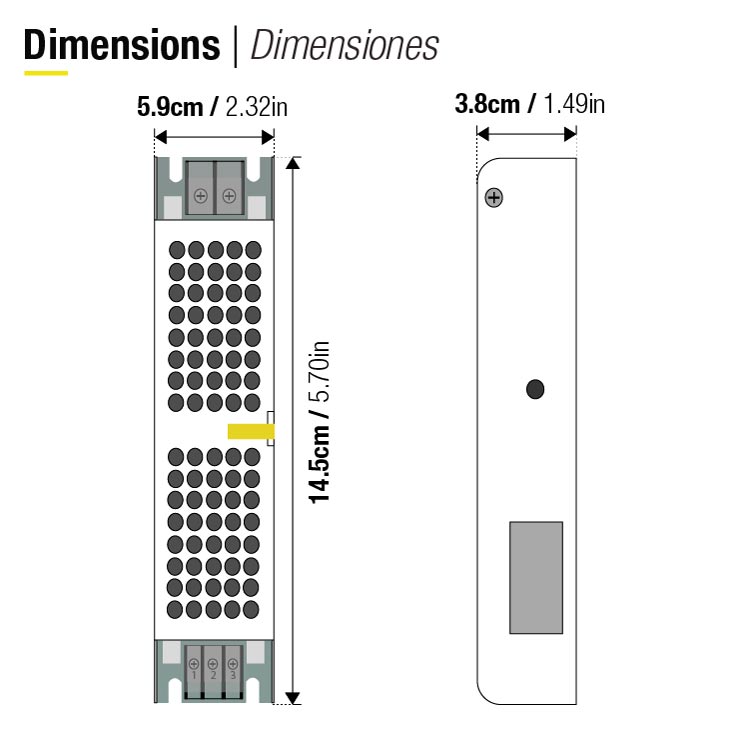 Fuente de Alimentación Switching SLIM 12V 60W 5A - Interior