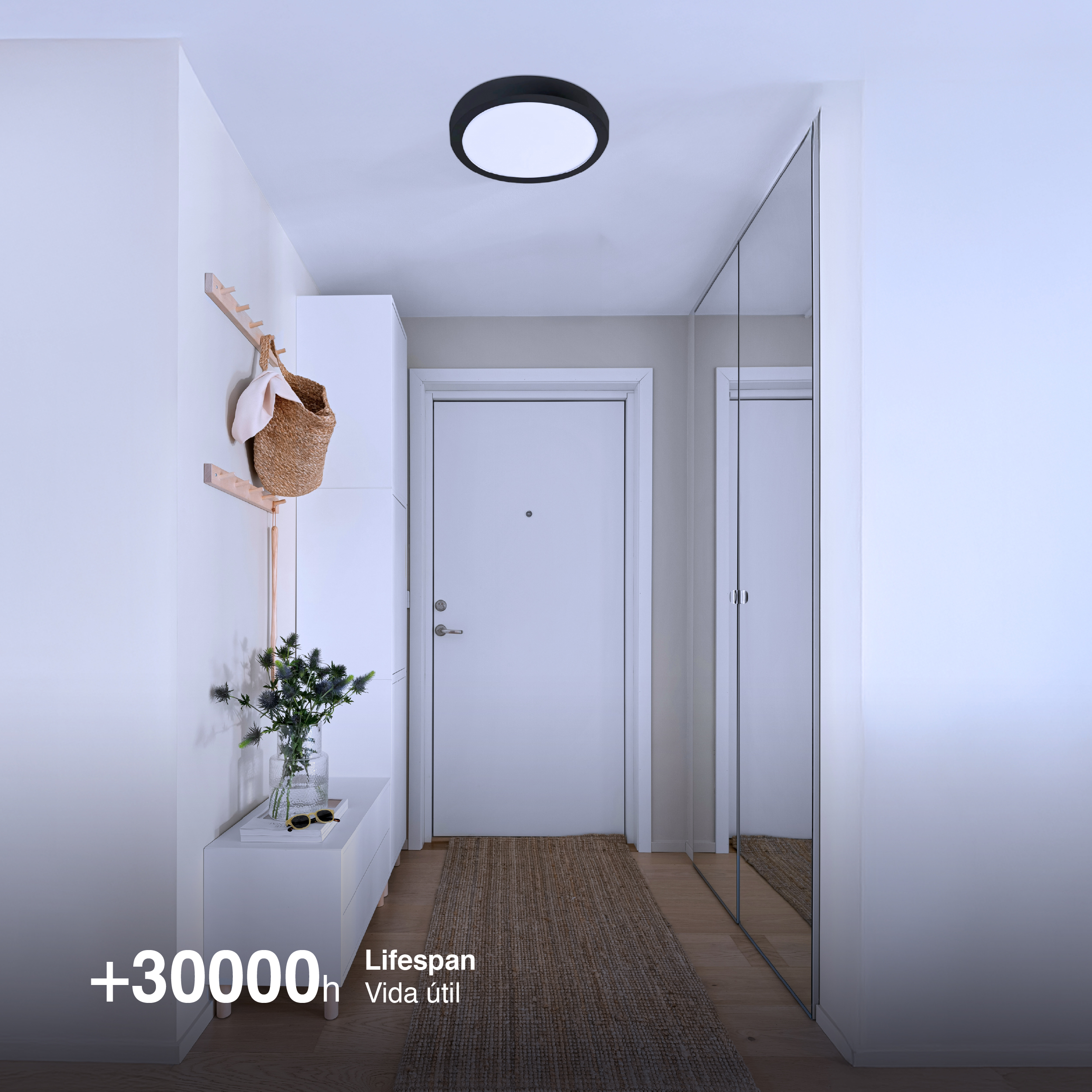 Panel Negro BACKLIGHT LED Redondo 60cm, 40W, blanco Frío, Aplicar