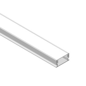 Perfil de Aluminio Flat 16.8x6,6mm Anodizado, Cover Opal Blanco x2,5m