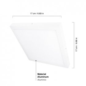 Plafón LED cuadrado blanco de 17x17cm, 12W 820lm Cálido, de aplicar