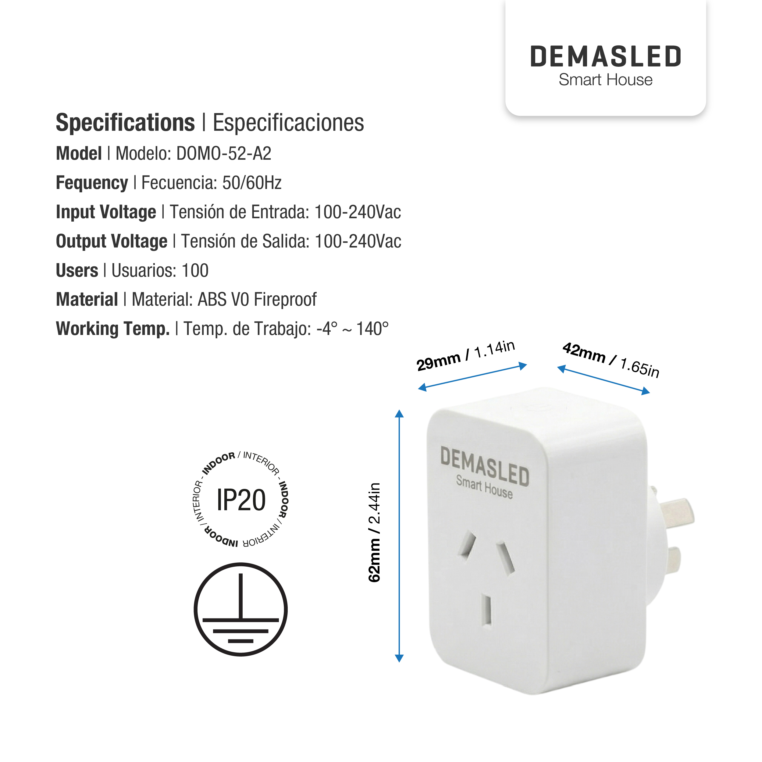 Tomacorriente Enchufe Smart WIFI 10A, AC100-240V, Max load 2200W 