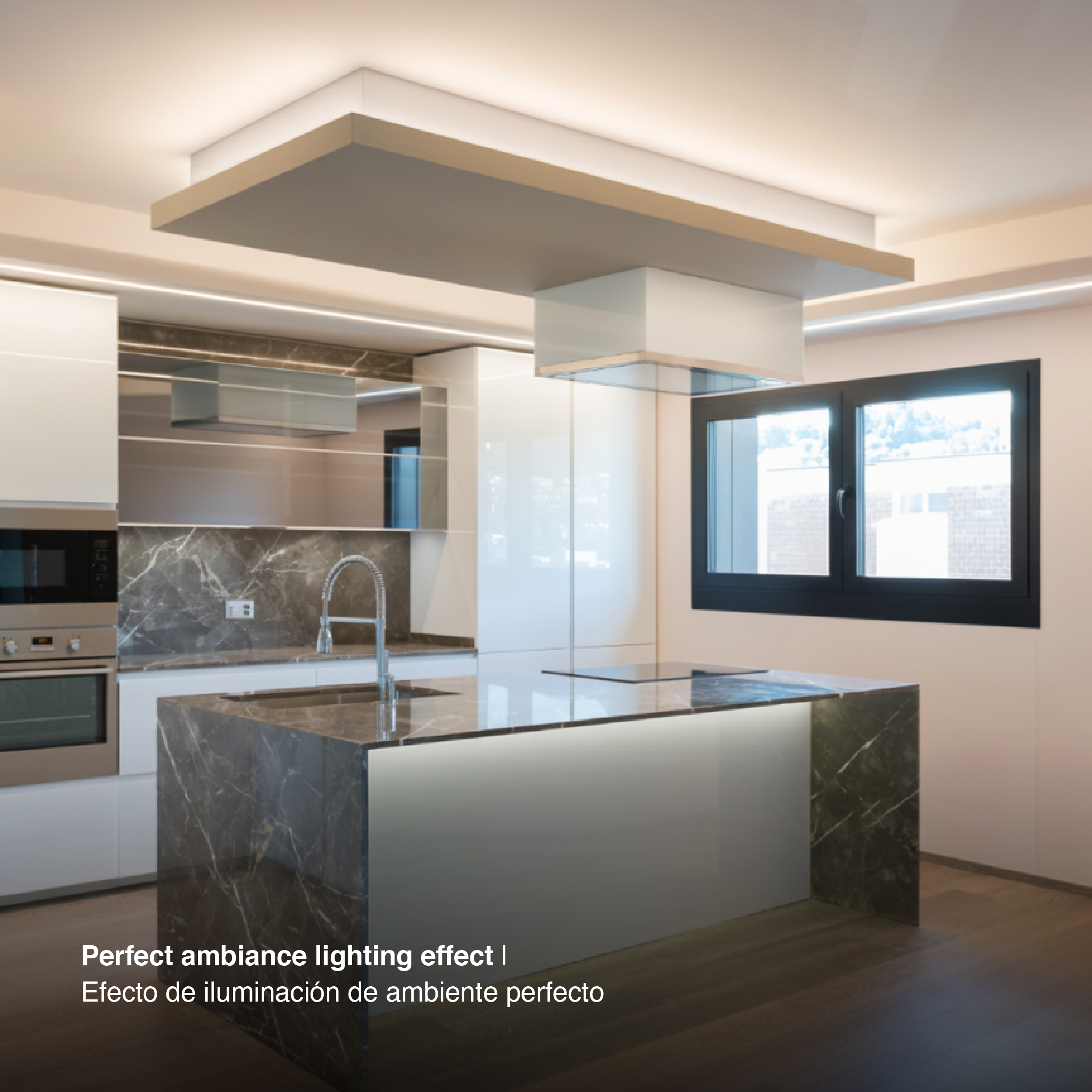 Perfil de Aluminio Flat 23x10mm Anodizado, Cover Opal Blanco x2,5m