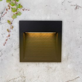 Aplique LED Exterior de Pared Cuadrado 6W IP65 Negro 12x12cm 220V Blanco Cálido