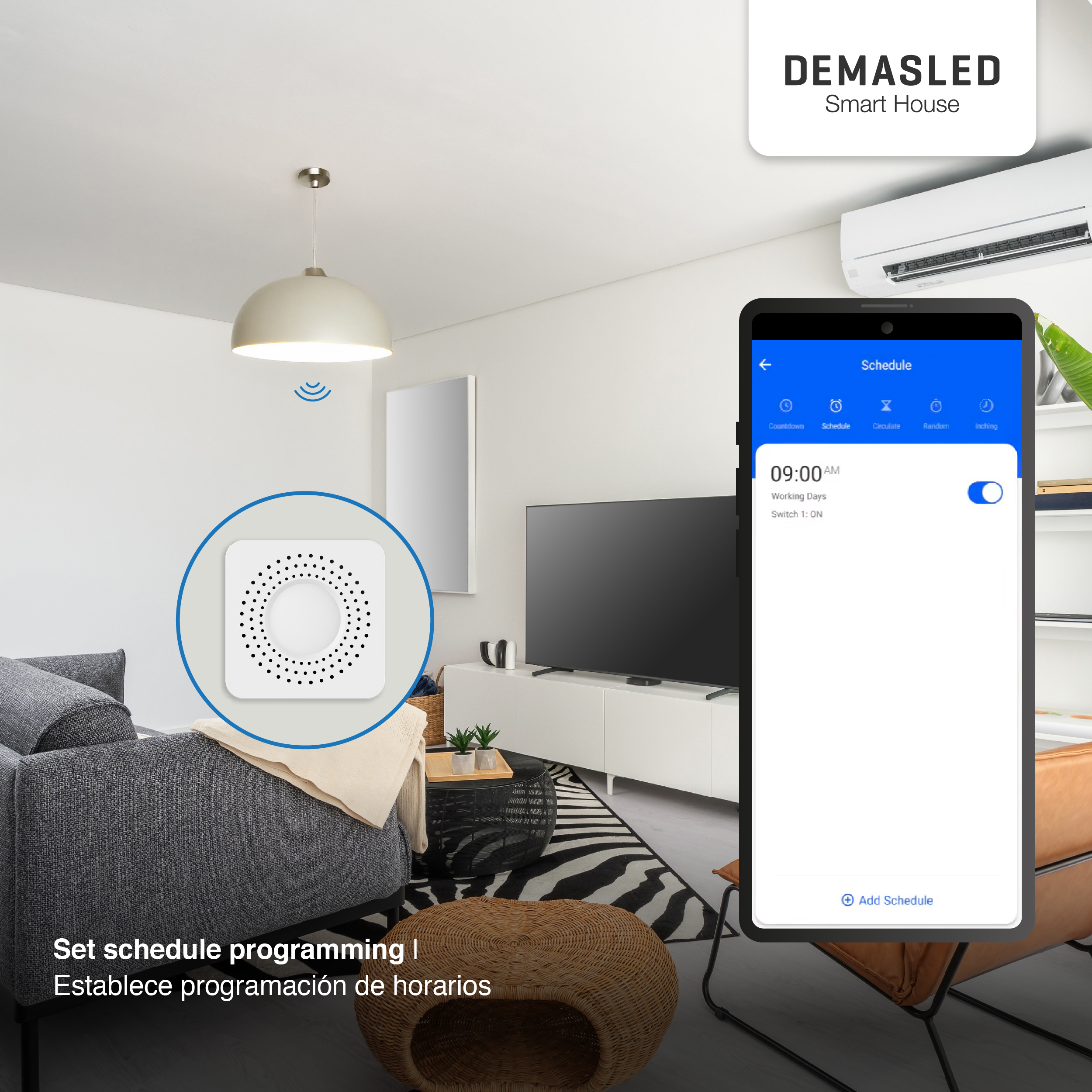 Mini Smart Switch WiFi+RF 1 Canal 90-250Vac 50-60Hz 10A max 2.4GHz