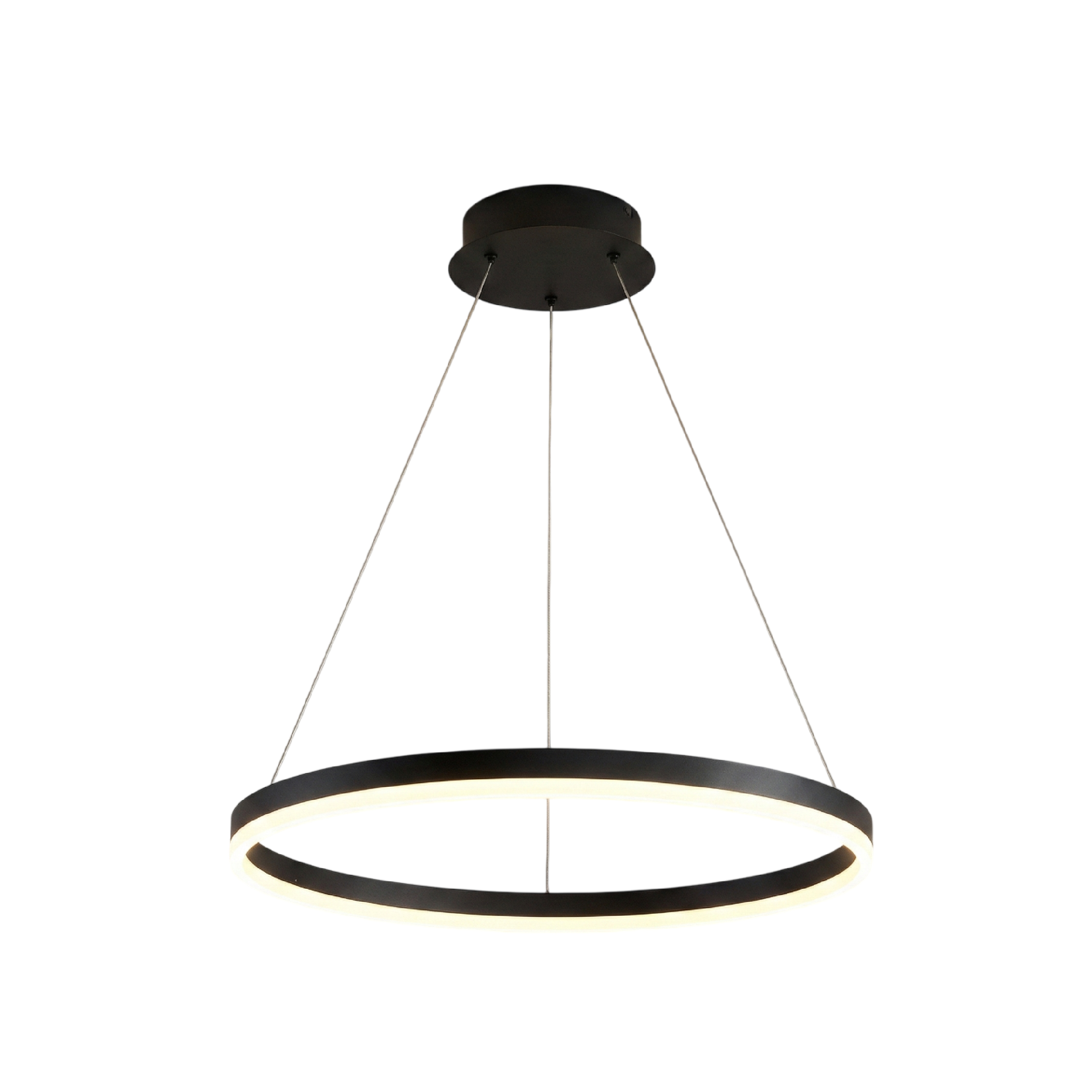 Lámpara LED Suspendida Aro Negro Ø60cm, 36W Blanco Cálido 3000K, 2448lm