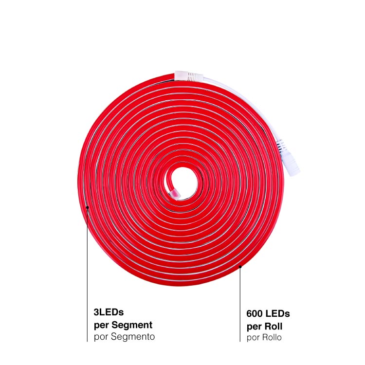 Tira LED de Neón SMD2835 IP67 12V 6W/m Rojo 120 LED/m 5m