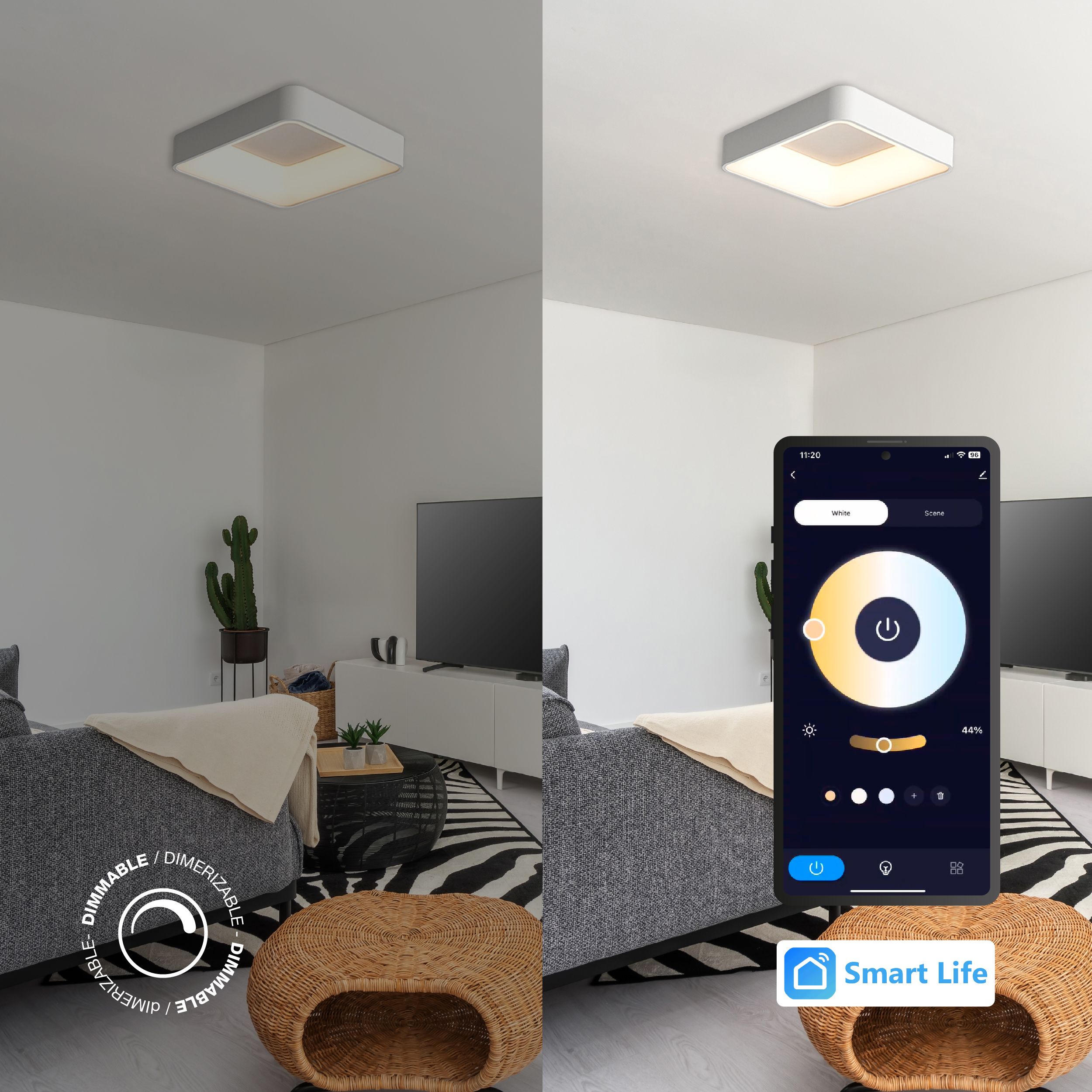 Panel LED Smart Cuadrado Blanco 50x50x9cm 48W 210mA CCT, de Aplicar