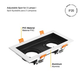 Spot Móvil Blanco para 2 Lámparas GU10