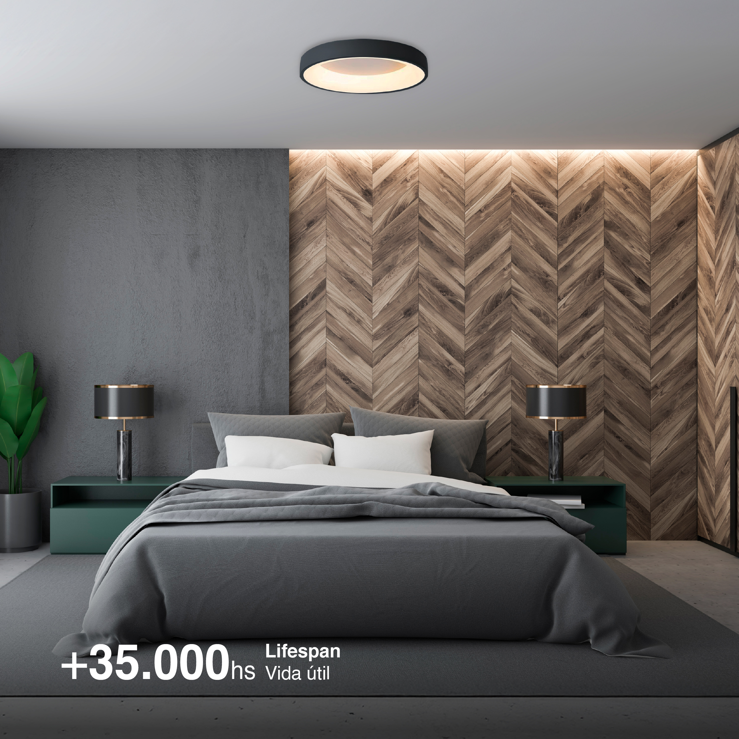 Panel LED Smart Redondo Negro Ø38,2x9cm 32W 140mA CCT, de Aplicar