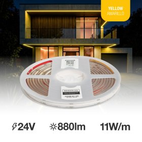 Tira LED COB 24V 11W/m Amarillo 550lm/m, 8mm, IP68, 5m