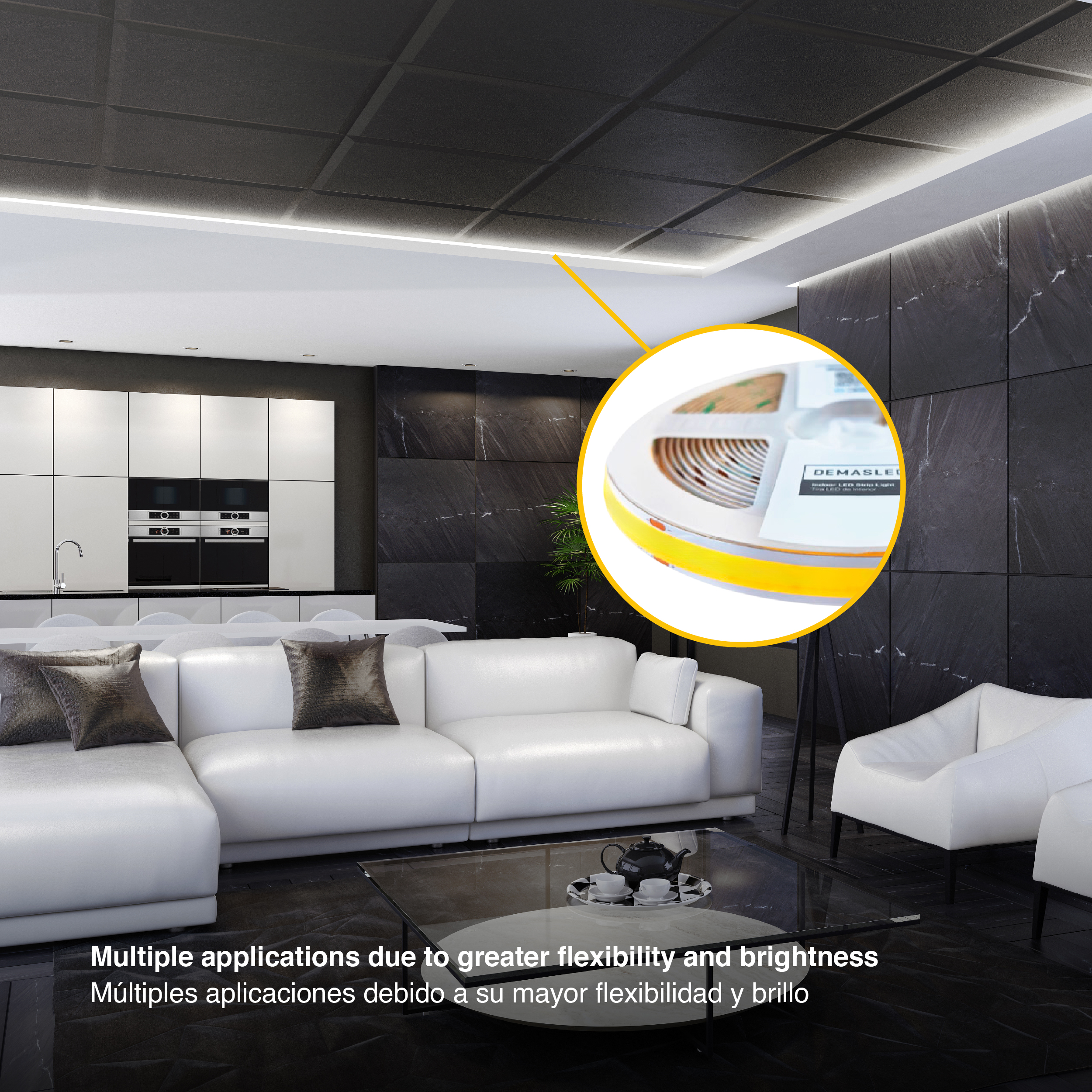 Tira LED COB 24V 40W/m Blanco Neutro 4800lm/m 1600 LEDs/m, 30mm PCB IP33 x5m 