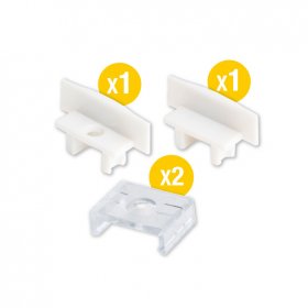 Kit de 2 tapas y 2 clips para perfil de aluminio, PER-11-2M