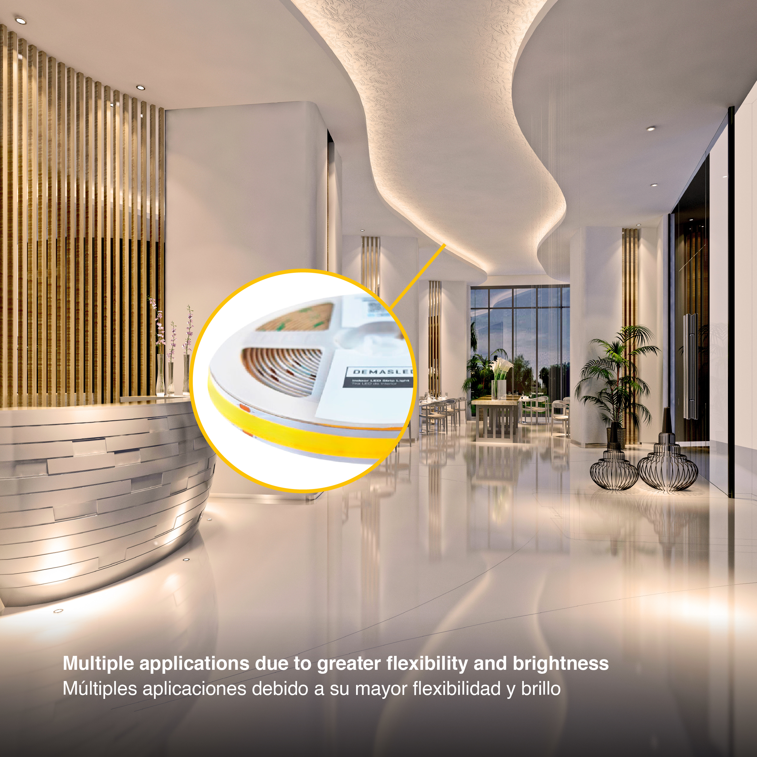 Tira LED COB 24V 25W/m Blanco Cálido 2875lm/m 960 LEDs/m, 15mm PCB IP33 x5m