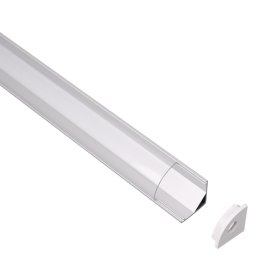 Perfil de Aluminio Esquinero 16x16mm Anodizado, Cover Curvo Transparente x2m