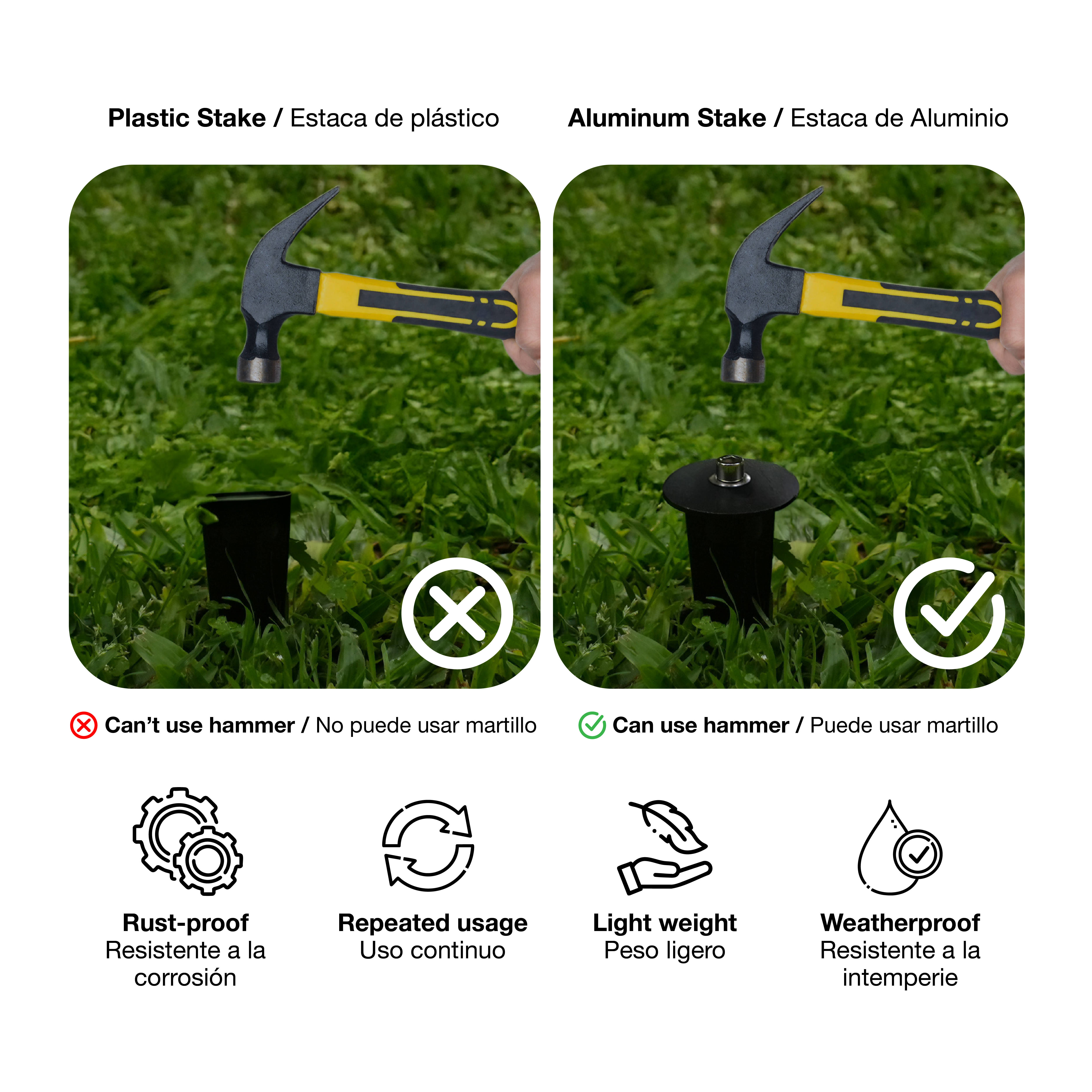Estaca de Aluminio para Reflectores LED de jardín 10-100W x2