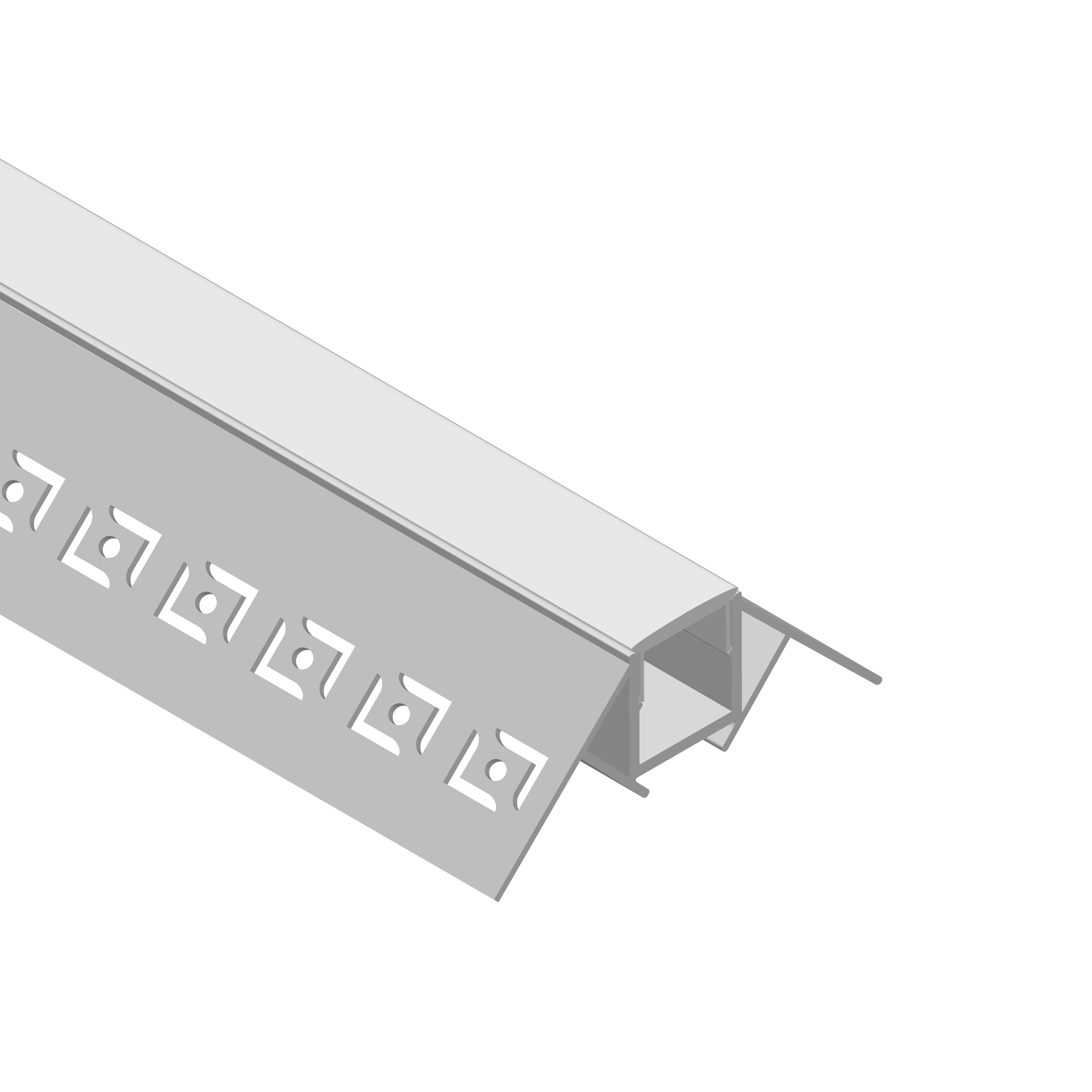 Perfil de Aluminio Esquina Exterior de Embutir 50x22mm Anodizado, Cover Opal Blanco x1m