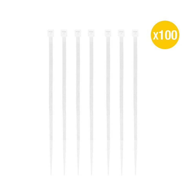 Precinto de Nylon, Blanco 2.5x100mm. 100 uds.