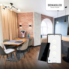 Tecla Smart de Pared Táctil 3 Canales 600W Negro 