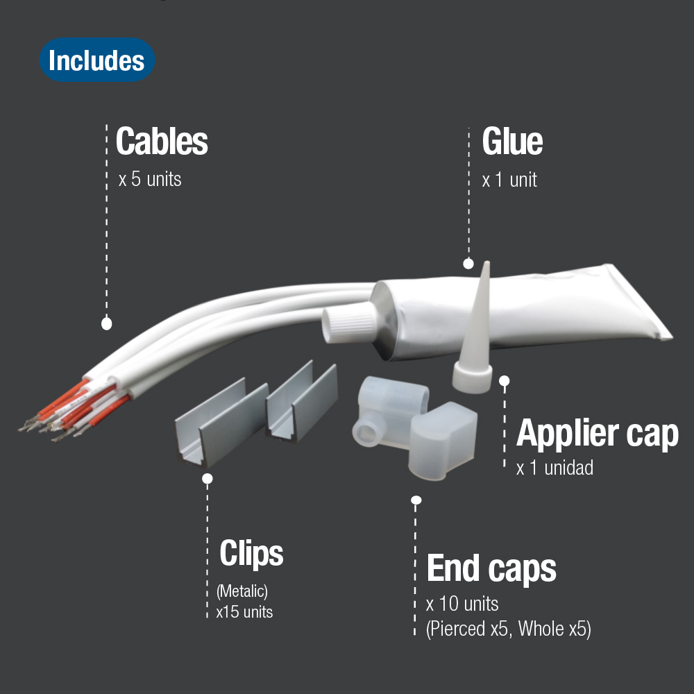 Kit de accesorios para tiras LED exterior, tex-07-a2