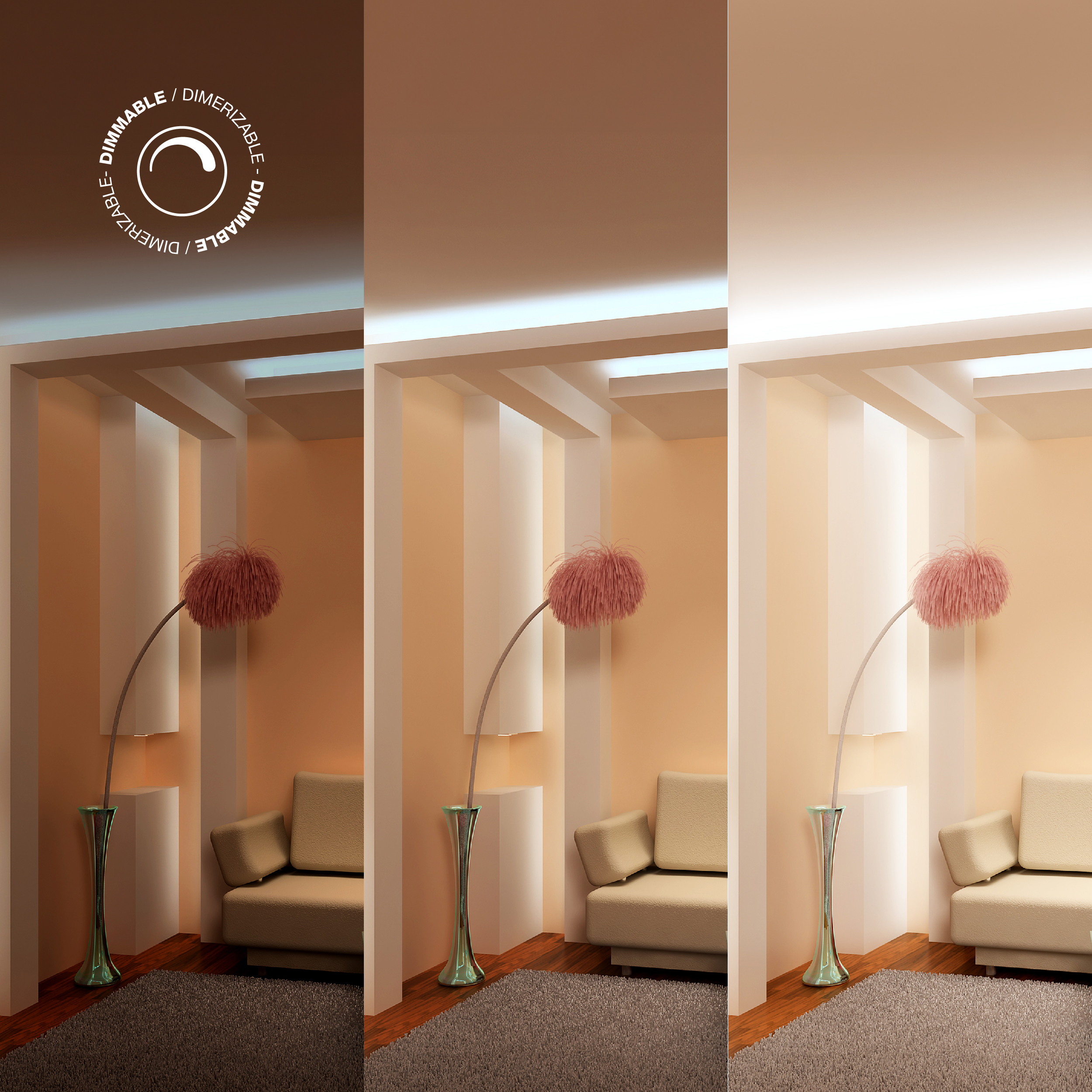 Tira LED COB 24V 11W/m, Blanco Neutro 1100lm/m 480 LEDs/m, 8mm, 5m