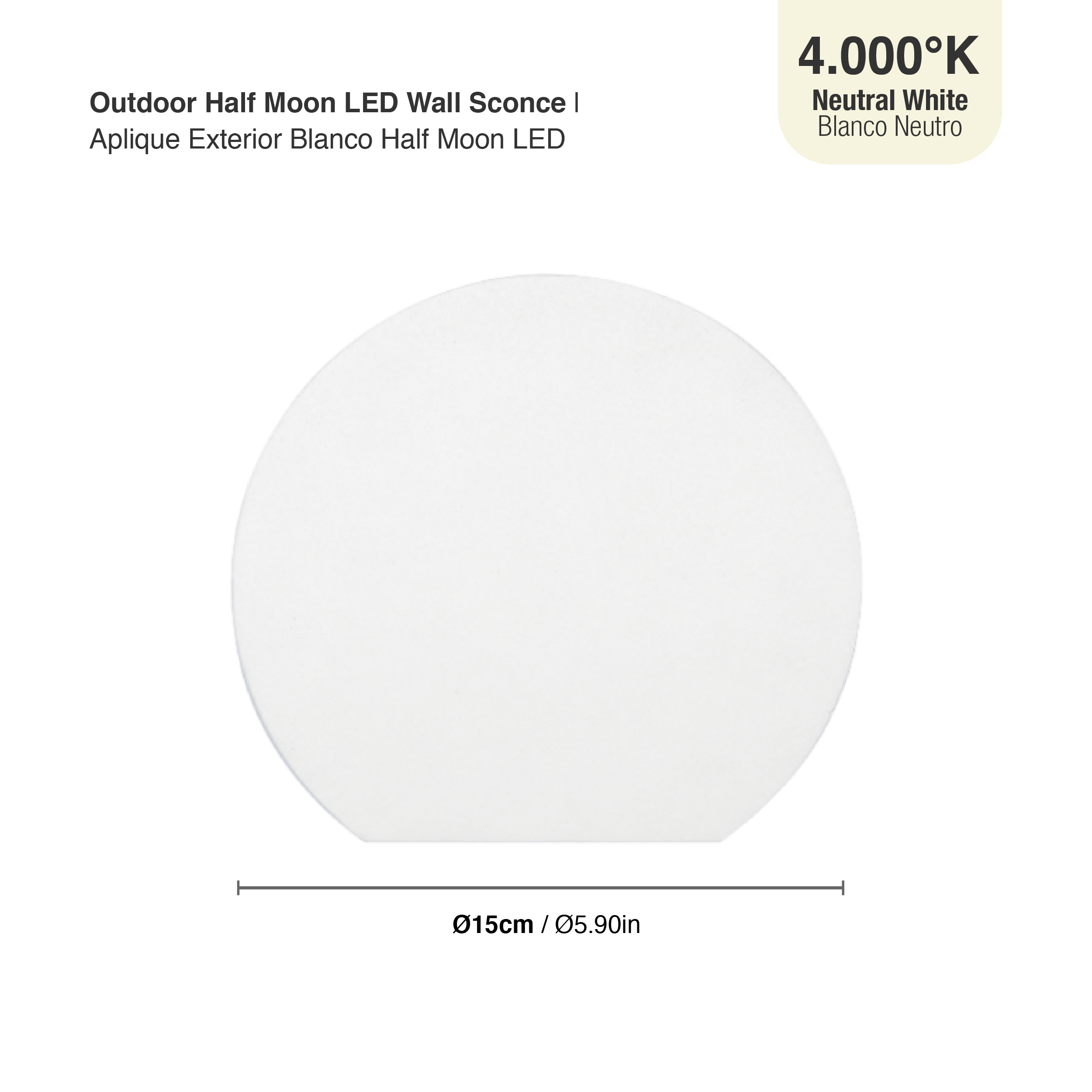 Aplique LED Exterior de Pared Semicircular 7W IP65 Blanco 15cm 220V Blanco Neutro