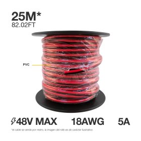 Cable 2 polos de 1mm NR, 2x1mm (18AWG) 48V Máx. x25m