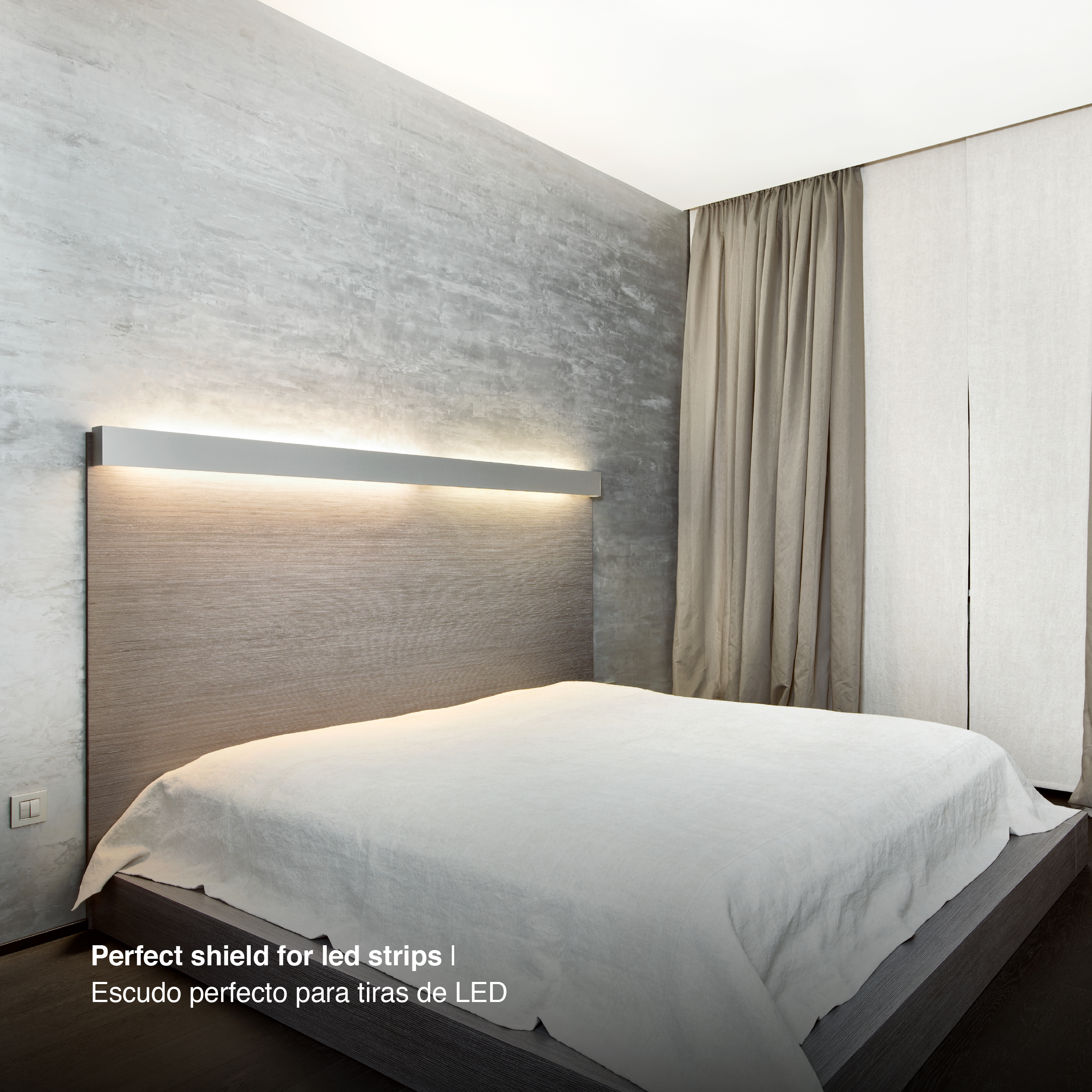 Perfil de Aluminio Duo Bidireccional 42mm Anodizado, Cover Opal Blanco x2m