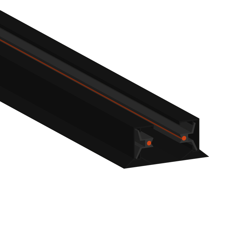 Riel de Iluminación Negro para Track Light de 0,5m de longitud