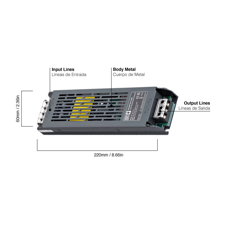 Fuente de Alimentación Switching Metalica 24V 400W 16,5A Interior