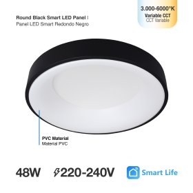 Panel LED Smart Redondo Negro Ø48x9cm 48W 210mA CCT, de Aplicar