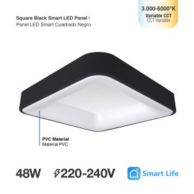Panel LED Smart Cuadrado Negro 50x50x9cm 48W 210mA CCT, de Aplicar
