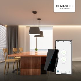 Tecla Smart de Pared Táctil 2 Canales 600W Negro