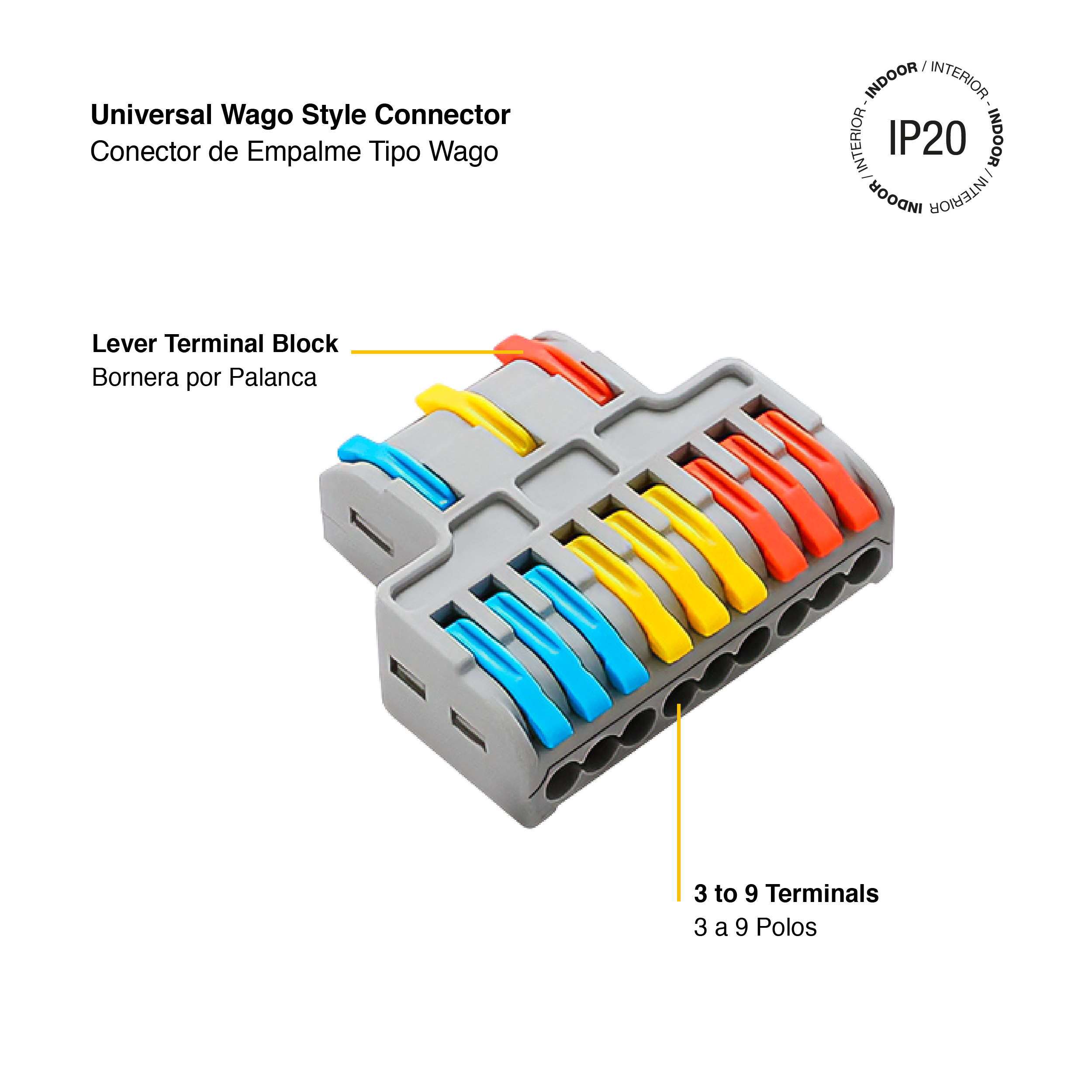 Conector Empalme Fast Clip, 3 a 9 Polos