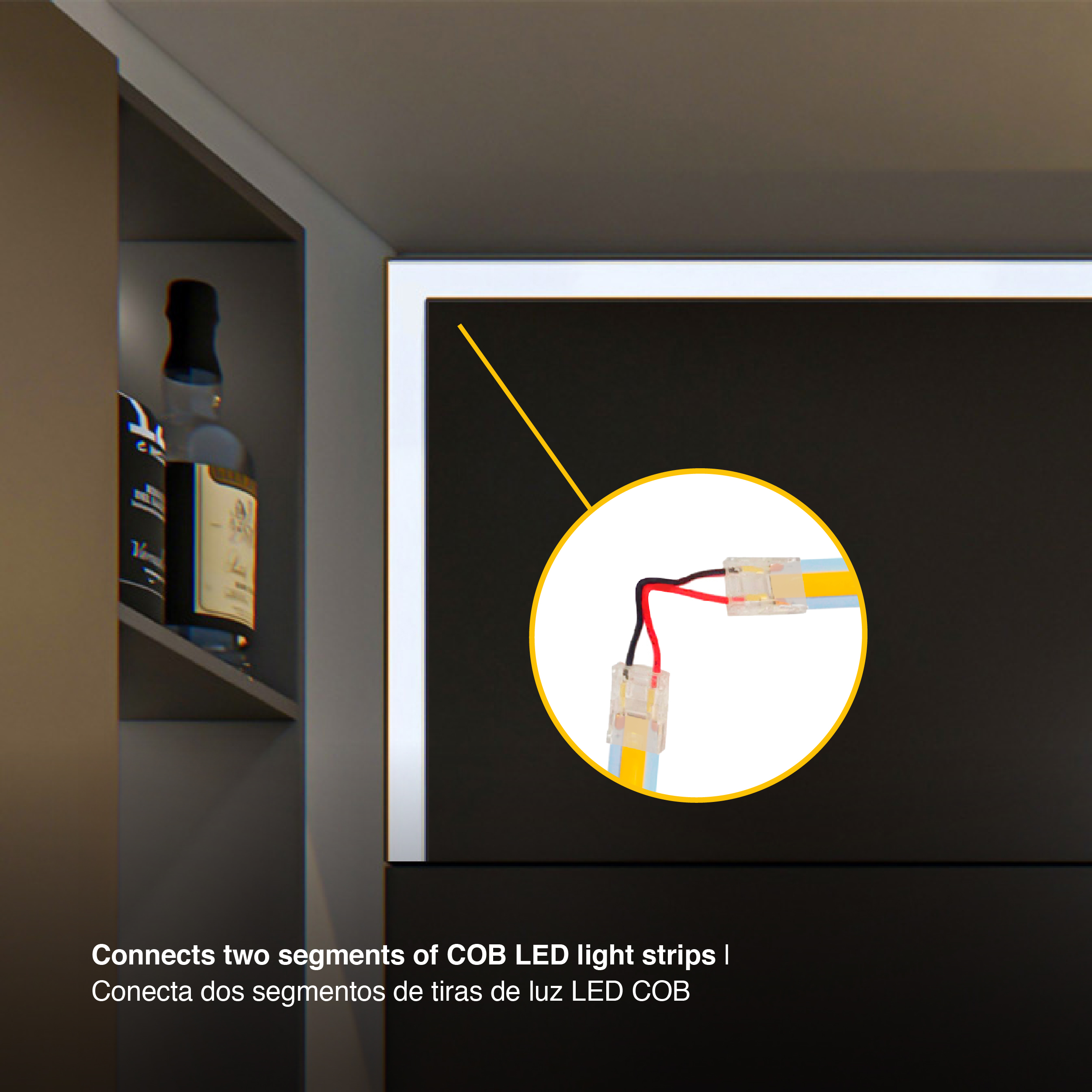 Conector con Cable 15cm Tiras LED COB y Alta Densidad Leds 10mm PVC