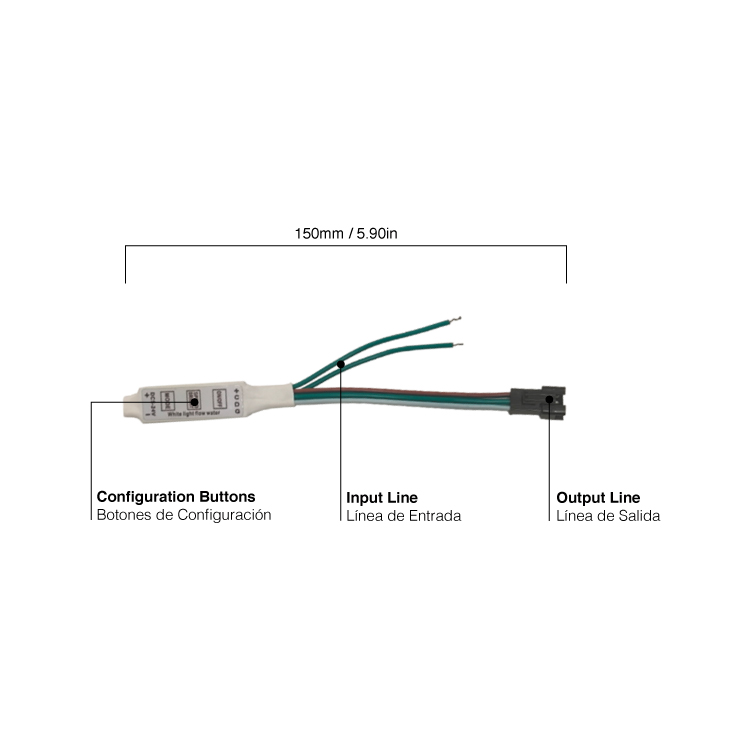 Controlador de Tiras Píxeles LED DC5-24V Dimerizable Máx Píxeles 3200
