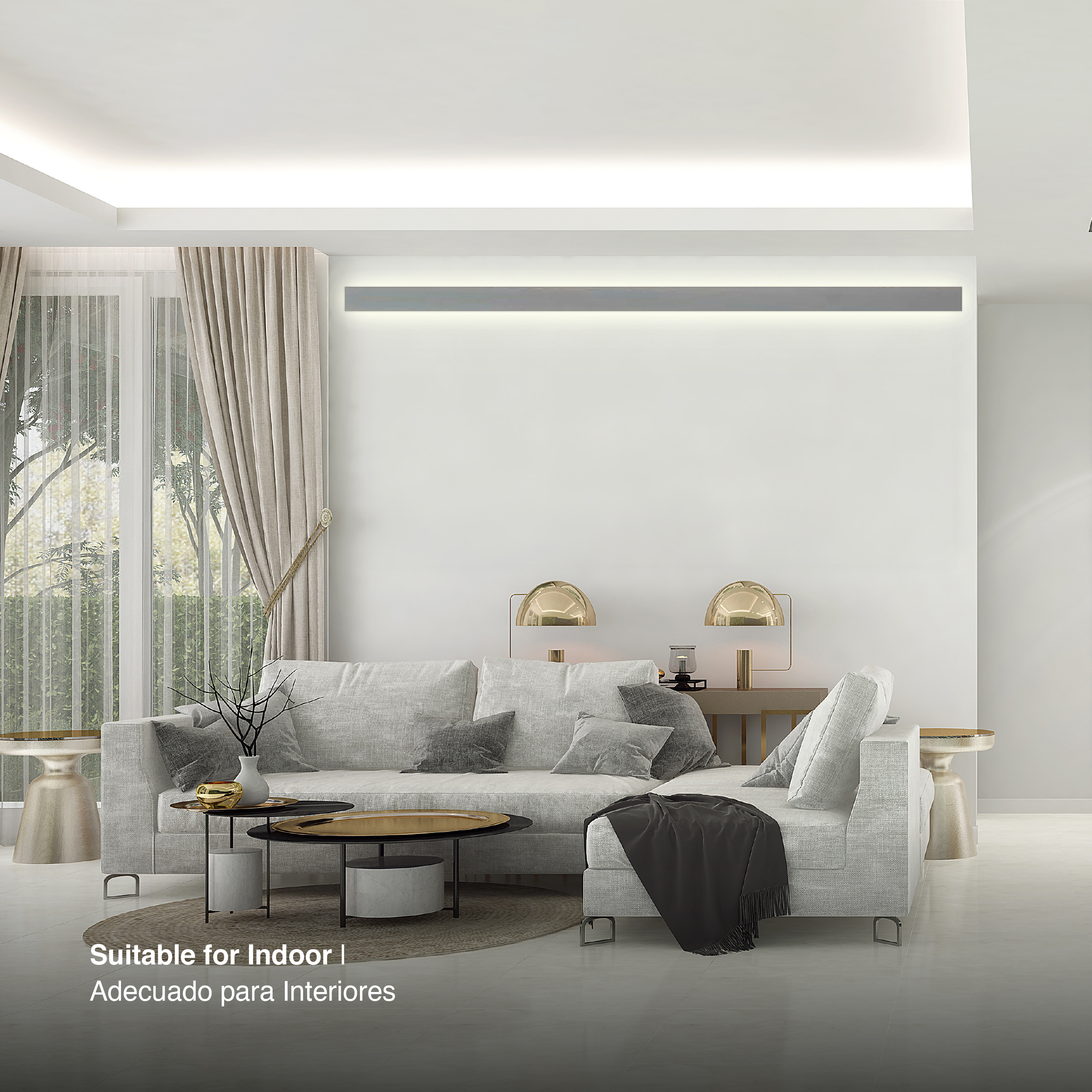 Perfil de Aluminio Duo Bidireccional 49x17mm Anodizado, Cover Opal Blanco x2m