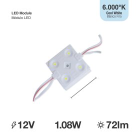 Módulo LED SMD2835, Frío 72Lm 6500K 4 LEDs 12V 1.08W, IP65