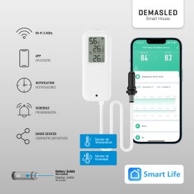 Medidor Smart WiFi de Temperatura y Humedad con Doble Sensor