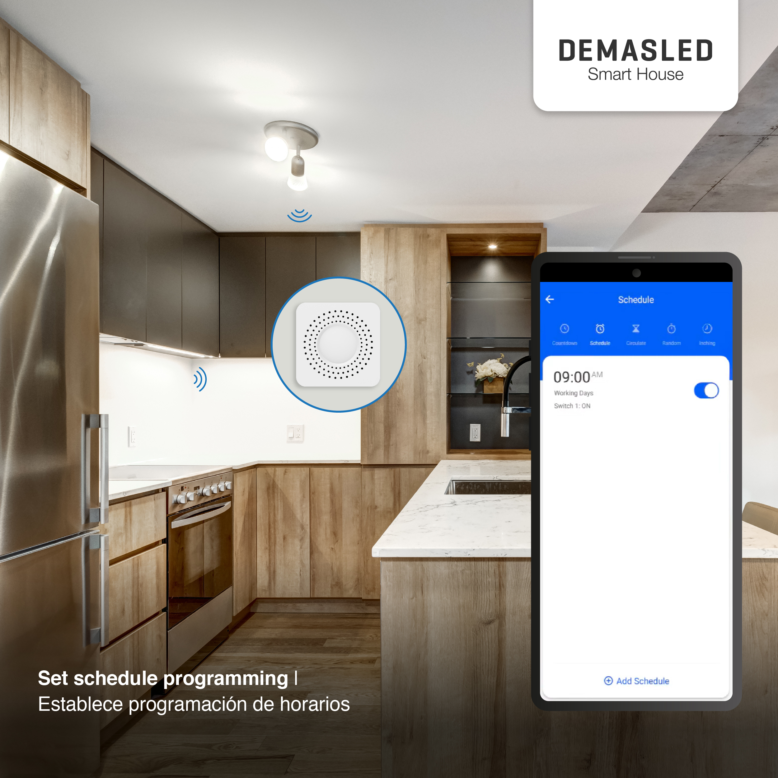 Mini Smart Switch WiFi+RF 2 Canales, 100-240Vac 50-60Hz 10A max 2.4GHz