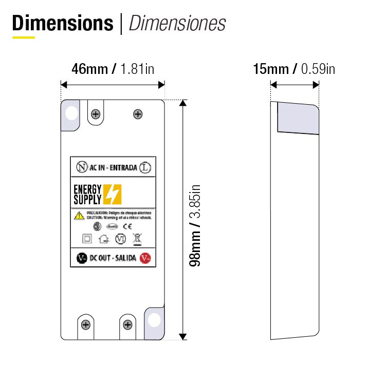 Fuente de Alimentación Switching 12V 10W 1A - Interior